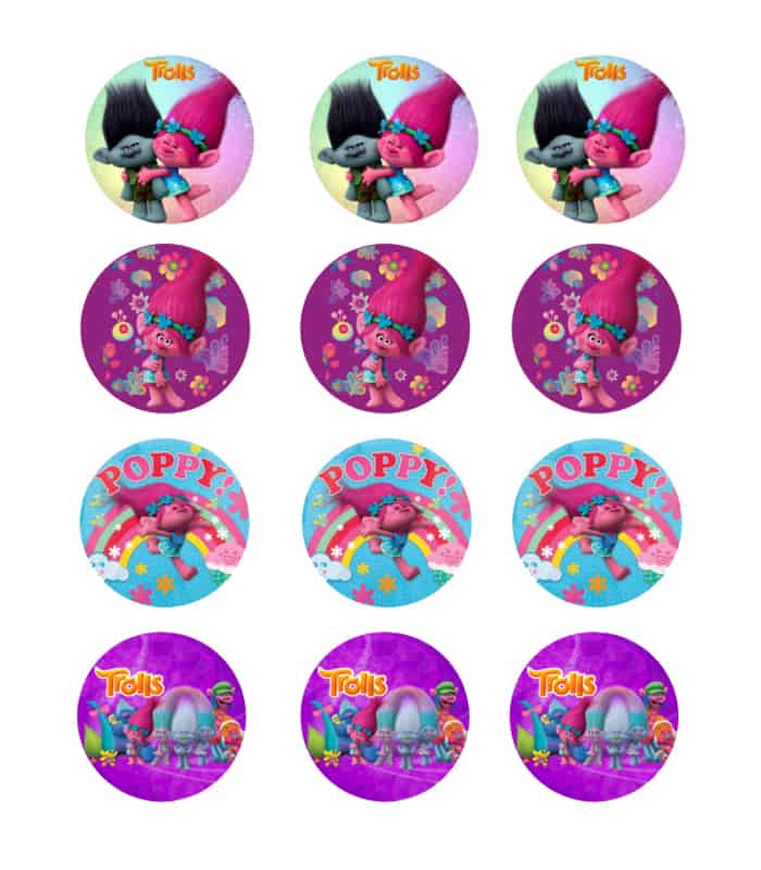 Trolls Cupcake Toppers - Edible Images