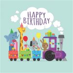 Happy Birthday Animal Train Cake Topper